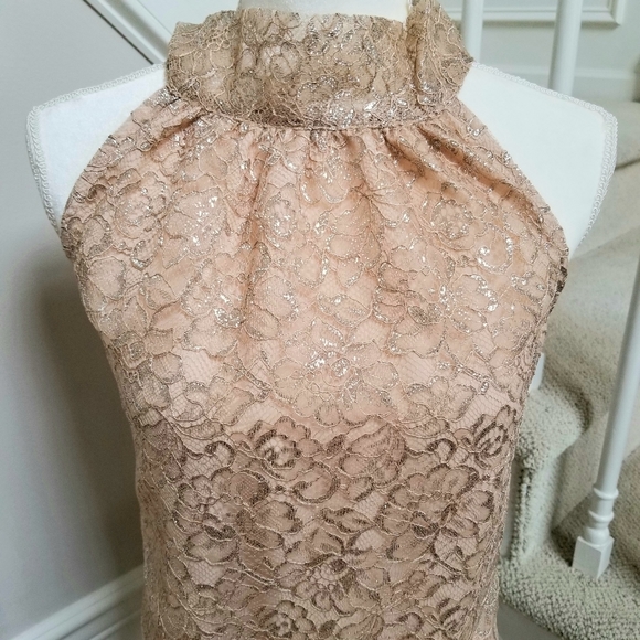 🆕️ J Crew Metallic FLORAL LACE TOP TIE COLLAR - Picture 2 of 6